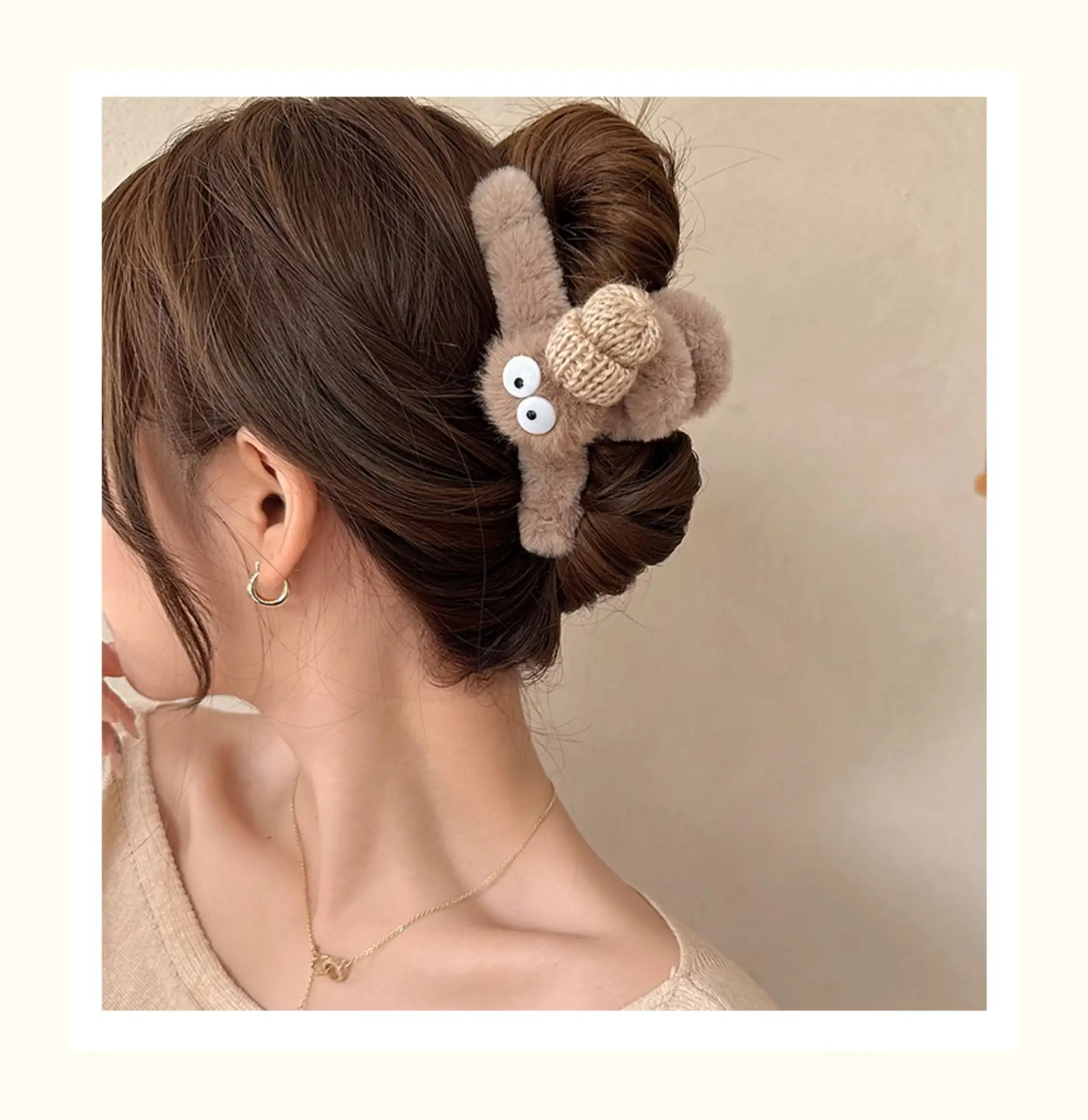 Cute Cartoon Hairpins with Big Eyes and Soft Fleece — feature 10