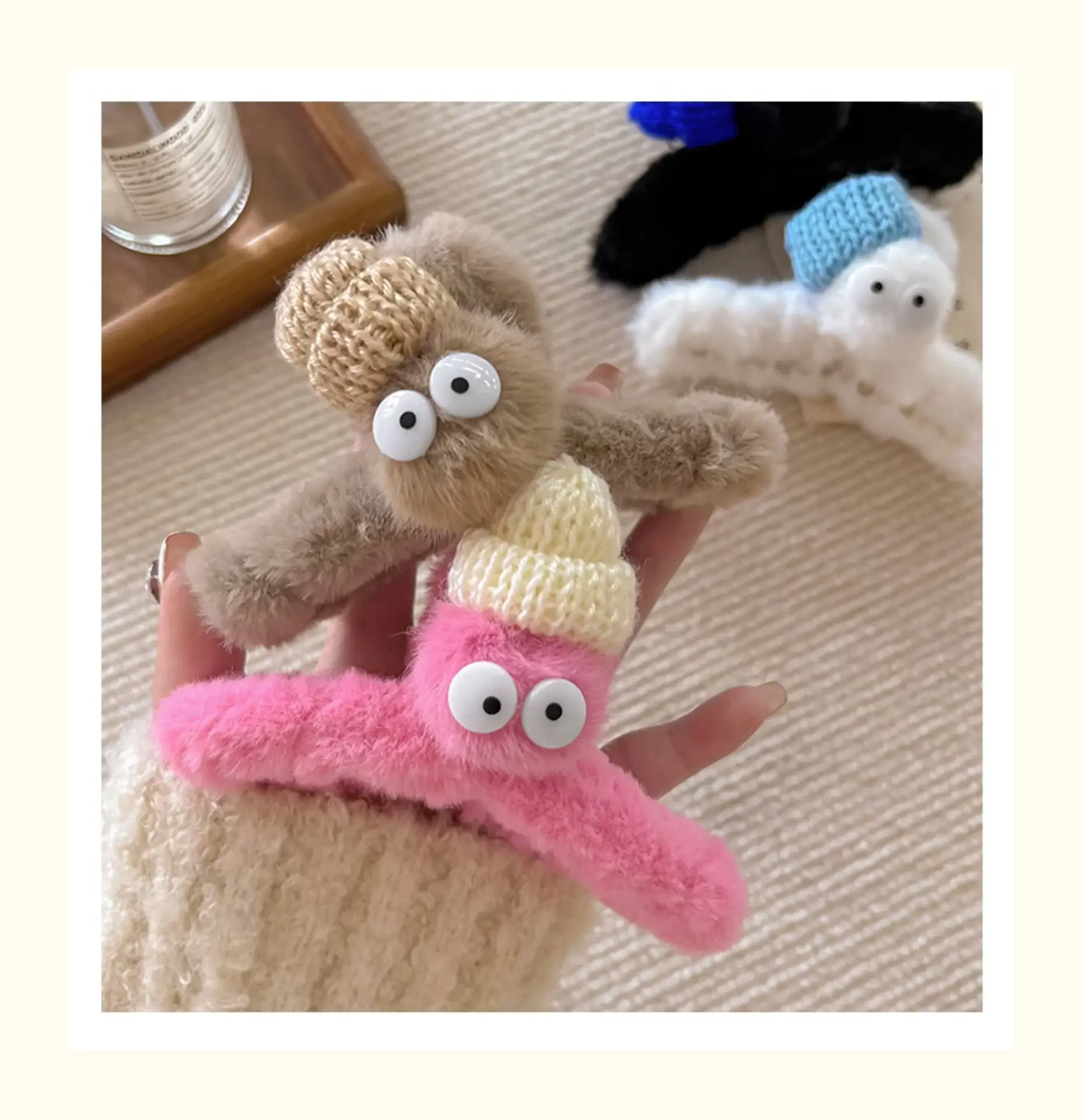 Cute Cartoon Hairpins with Big Eyes and Soft Fleece — feature 12