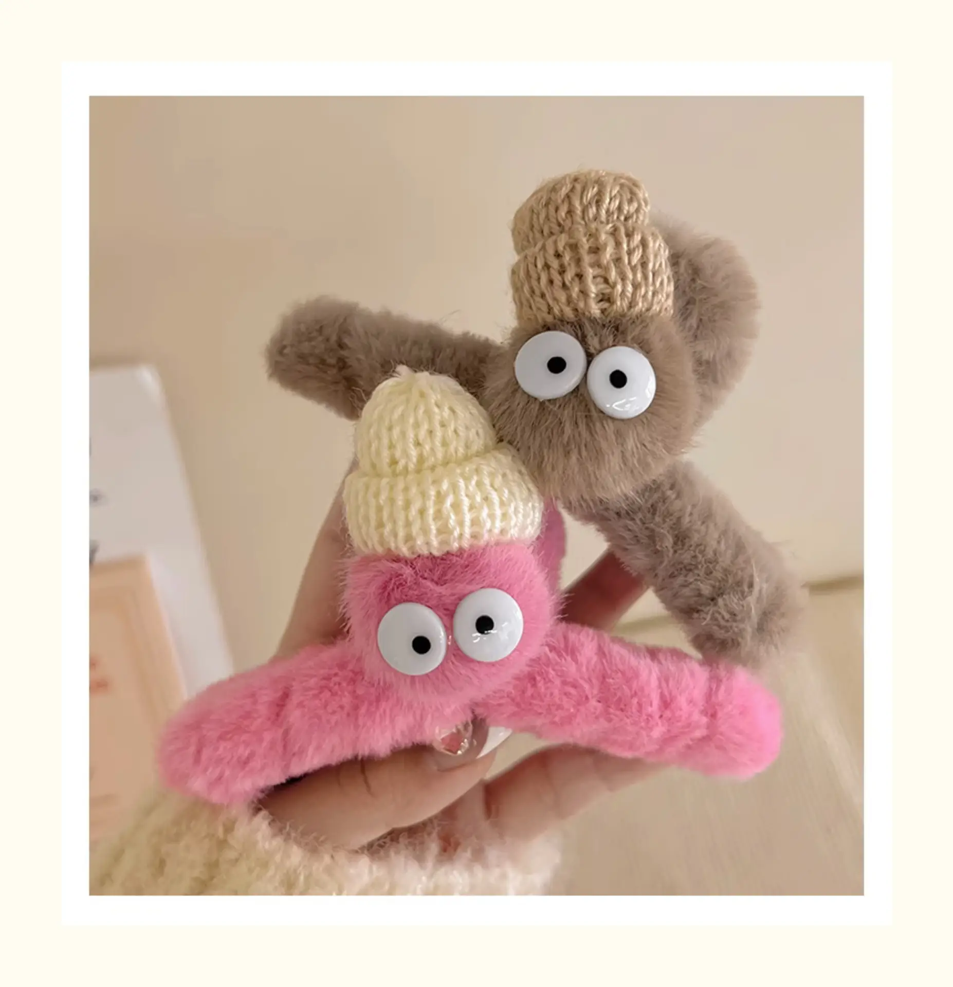 Cute Cartoon Hairpins with Big Eyes and Soft Fleece — feature 14