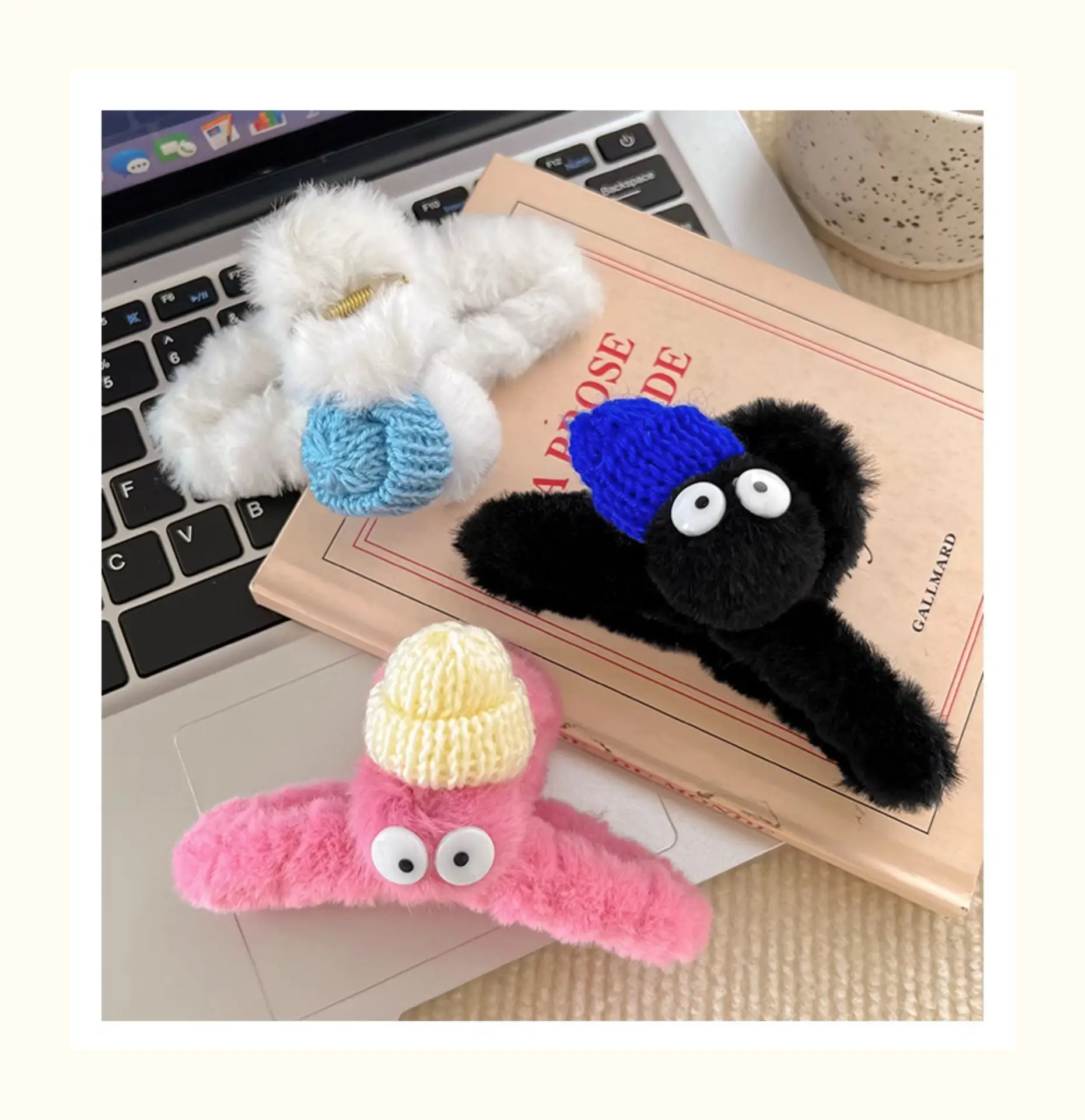Cute Cartoon Hairpins with Big Eyes and Soft Fleece — feature 7