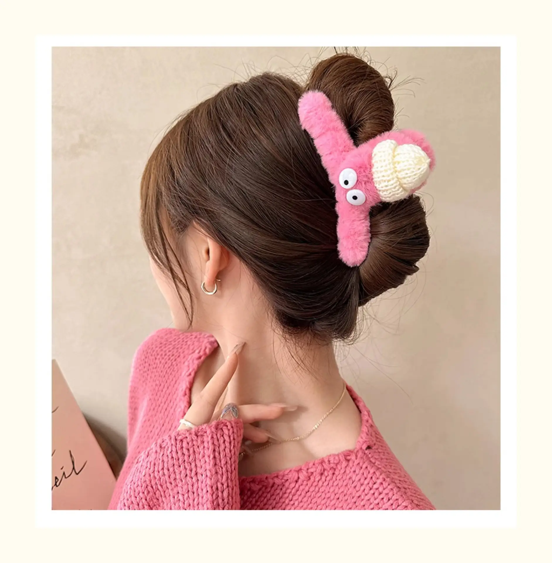 Cute Cartoon Hairpins with Big Eyes and Soft Fleece — feature 8