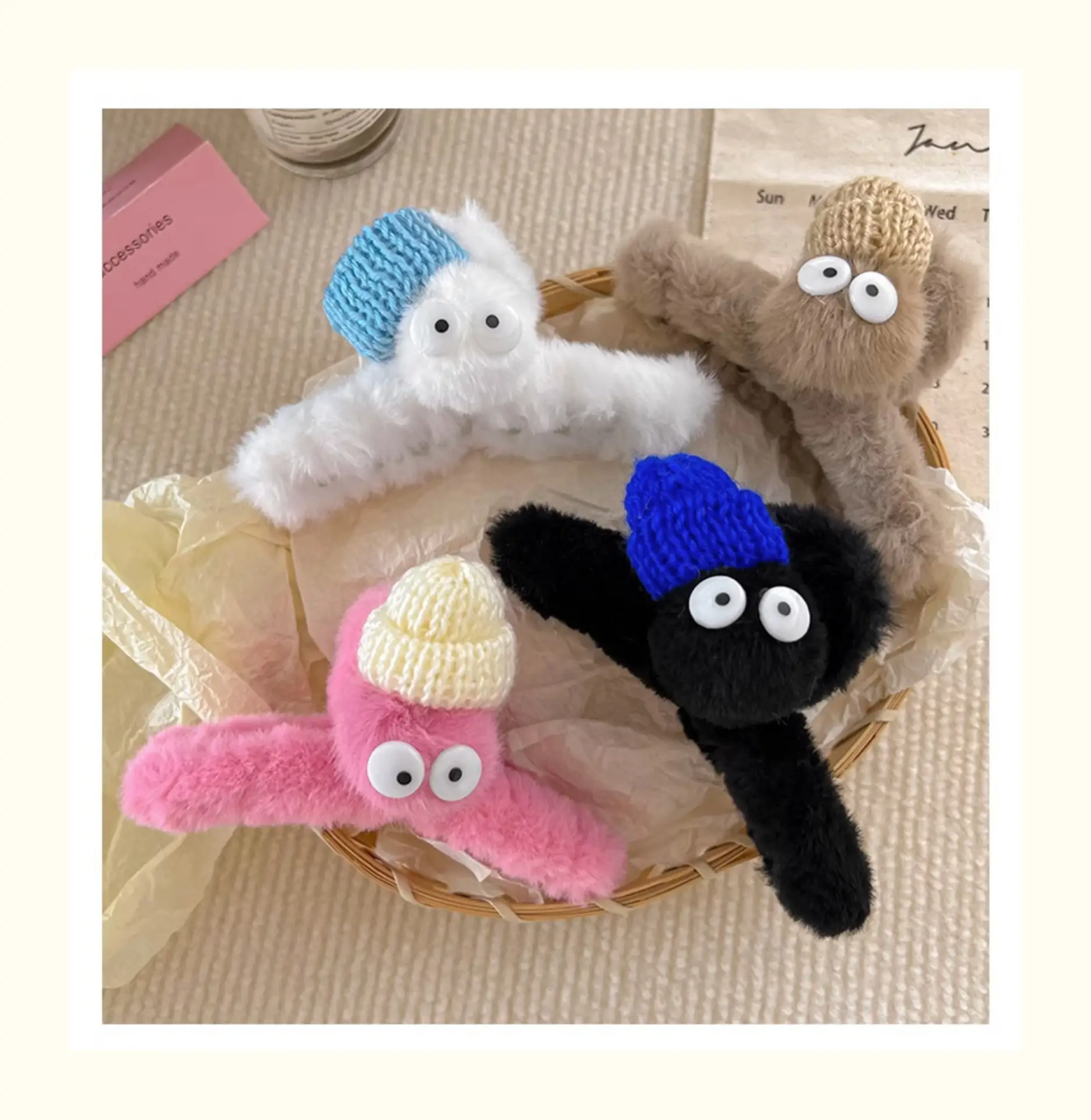 Cute Cartoon Hairpins with Big Eyes and Soft Fleece — feature 9