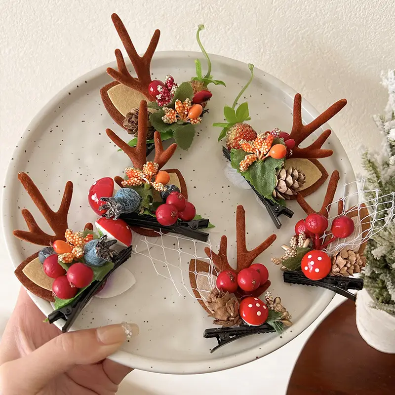 Christmas Deer Antler Hairpins for Women - Image 22