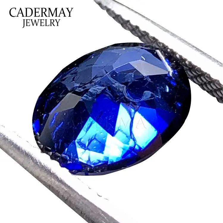 Oval Sapphire with Cotton Inclusions Blue - Image 5