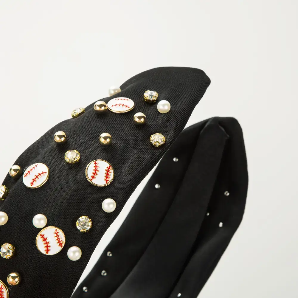 Red Baseball Pearl Headband for Women - Image 8