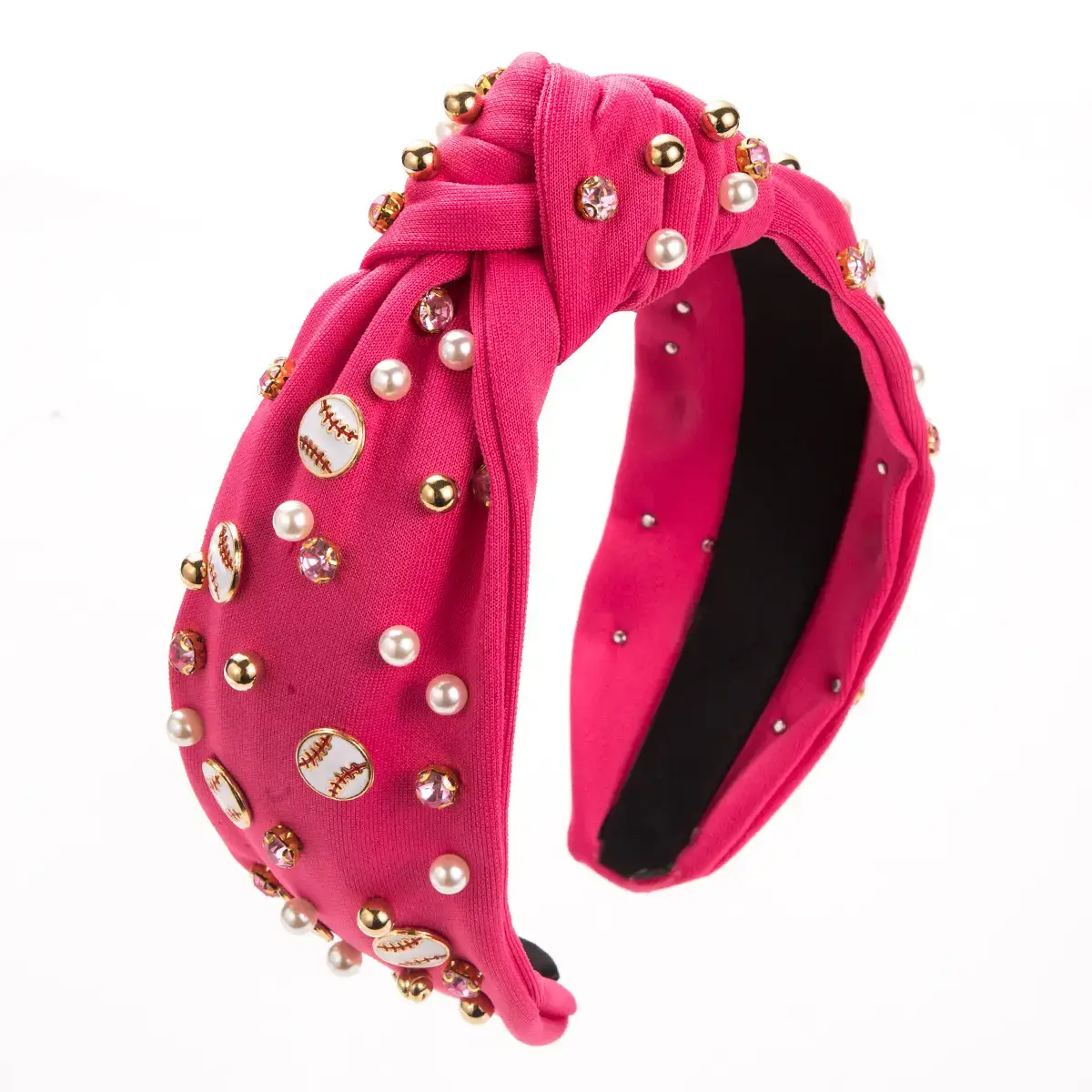 Red Baseball Pearl Headband for Women - Image 3