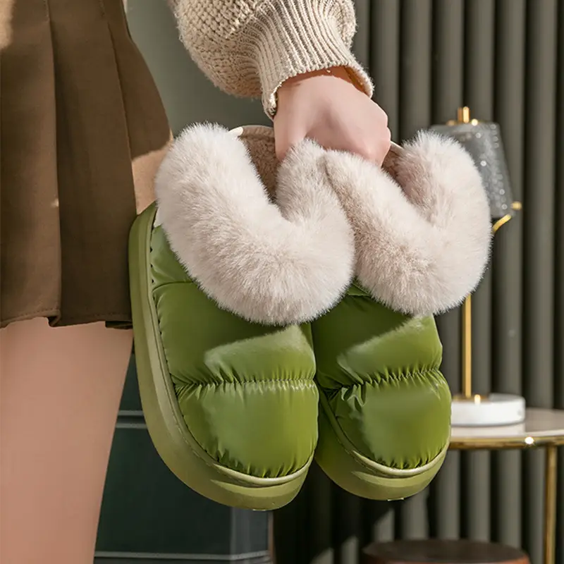 Women Plush-Lined Snow Boots Green Winter - Image 2