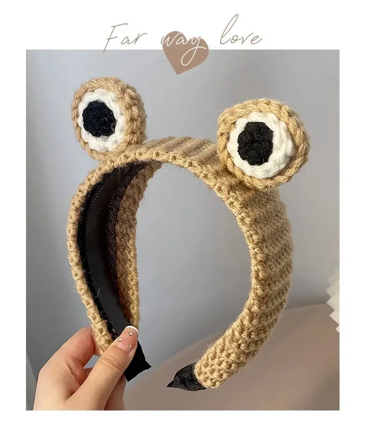Women's Green Frog Wool Headband with Big Eyes — feature 11