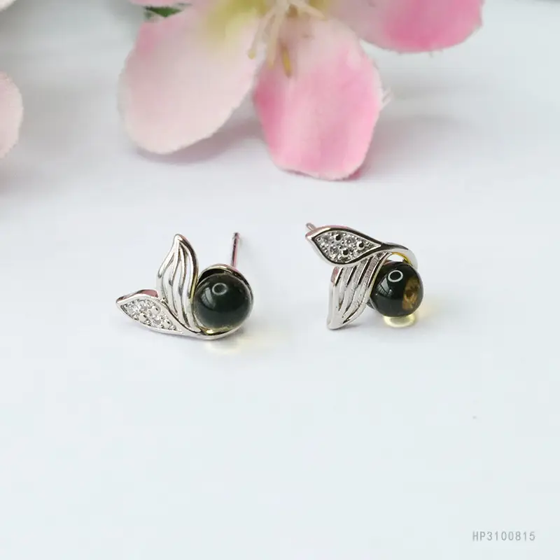 S925 Silver Needle Blue Amber Drop Earrings — feature 8