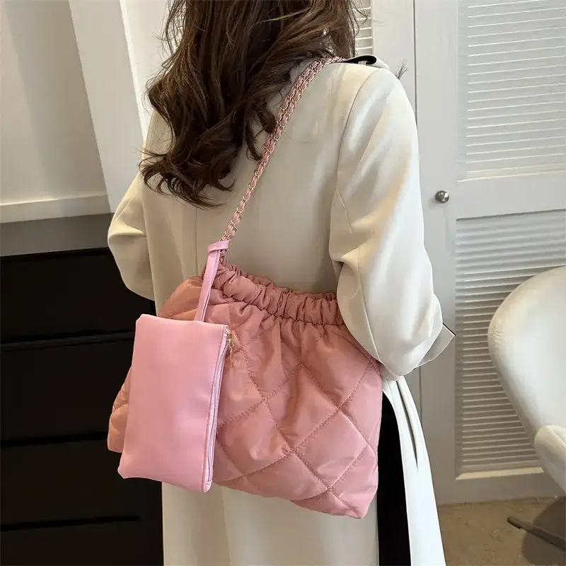 Black Rhombic Shoulder Tote Bag for Women - Image 6