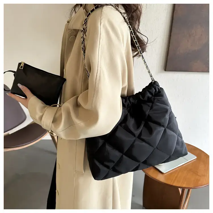 Black Rhombic Shoulder Tote Bag for Women — feature 11