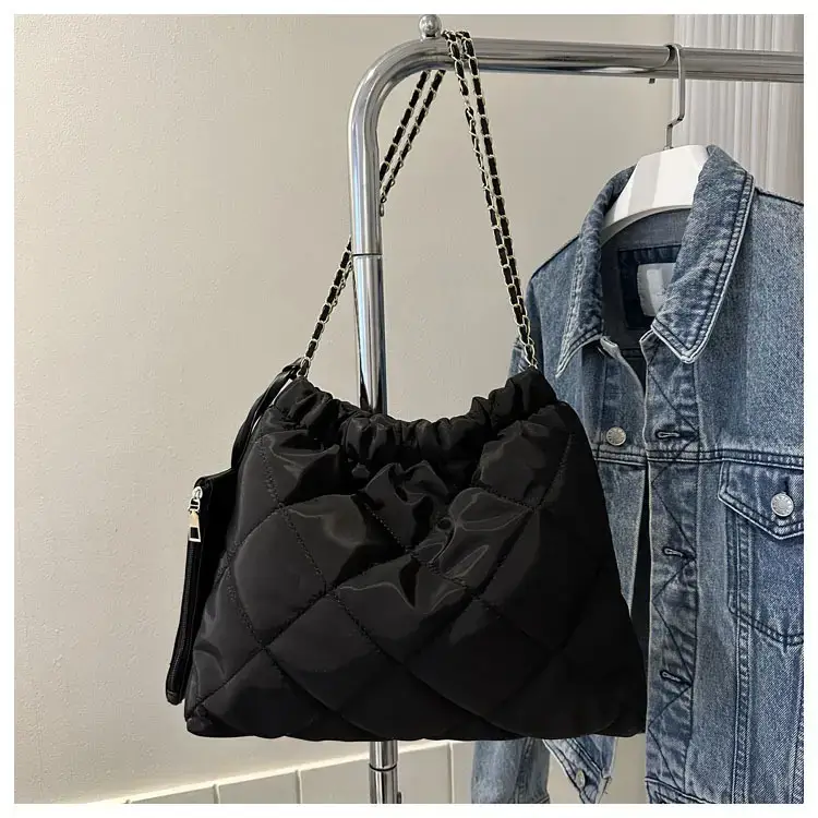 Black Rhombic Shoulder Tote Bag for Women — feature 28