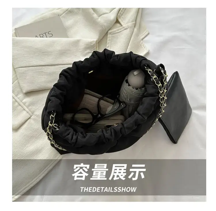 Black Rhombic Shoulder Tote Bag for Women — feature 7