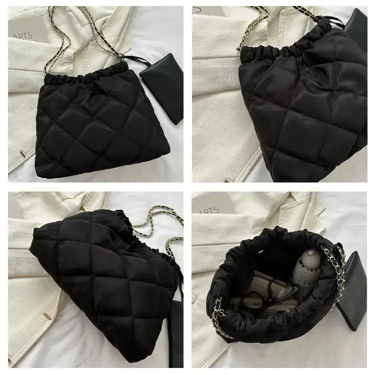 Black Rhombic Shoulder Tote Bag for Women — feature 8