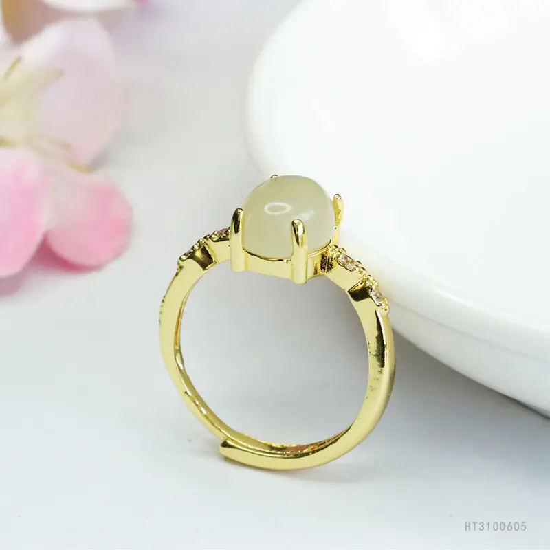 Guan Yu Jade Ring Adjustable Gold Tone — feature 7