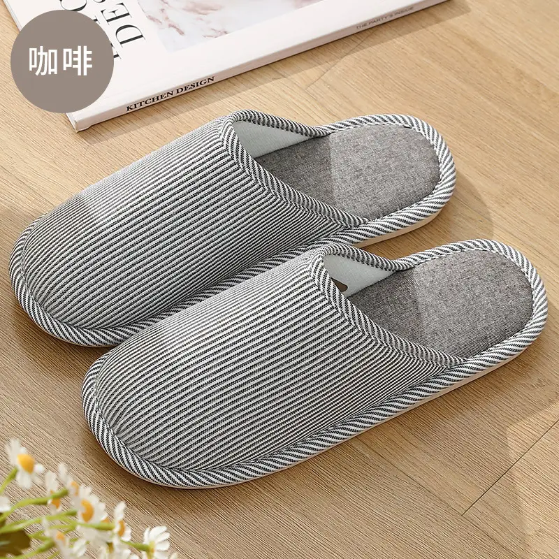 Four-Season Linen Slippers for Home Use in Autumn and Winter, Cotton Slippers for Women and Couples, Non-Slip Indoor Fabric Slippers for Men, Wholesale