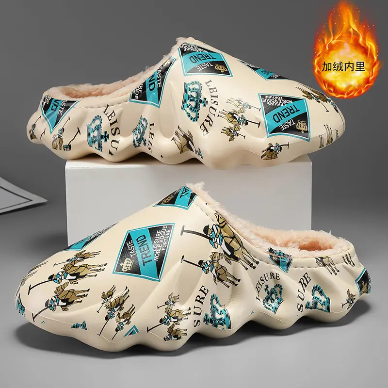 Cotton slippers men's winter cross-border plus size casual shoes lazy shoes fashion slip-on waterproof couple slippers fashion - Image 3
