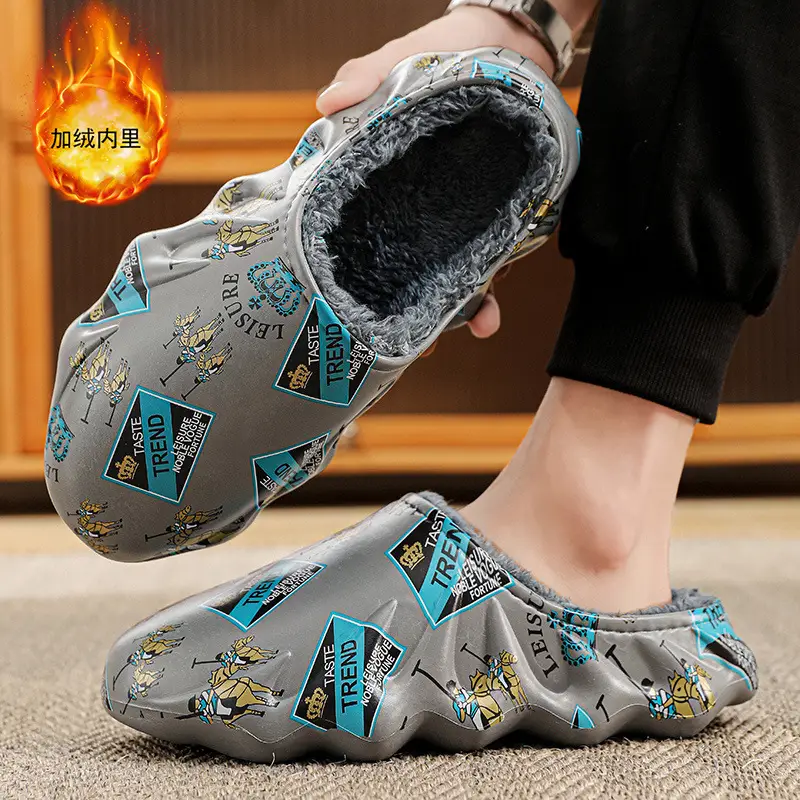 Cotton slippers men's winter cross-border plus size casual shoes lazy shoes fashion slip-on waterproof couple slippers fashion - Image 2