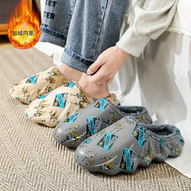 Cotton slippers men's winter cross-border plus size casual shoes lazy shoes fashion slip-on waterproof couple slippers fashion - Image 4