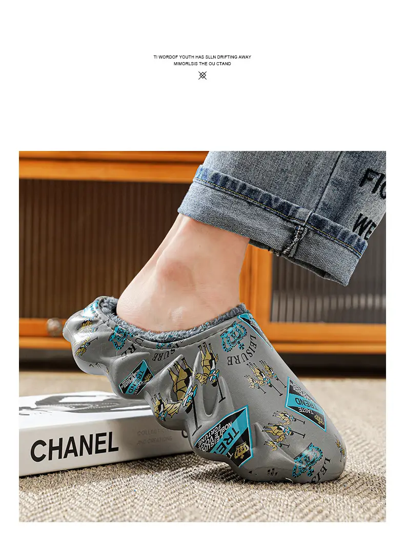 Cotton slippers men's winter cross-border plus size casual shoes lazy shoes fashion slip-on waterproof couple slippers fashion — feature 9