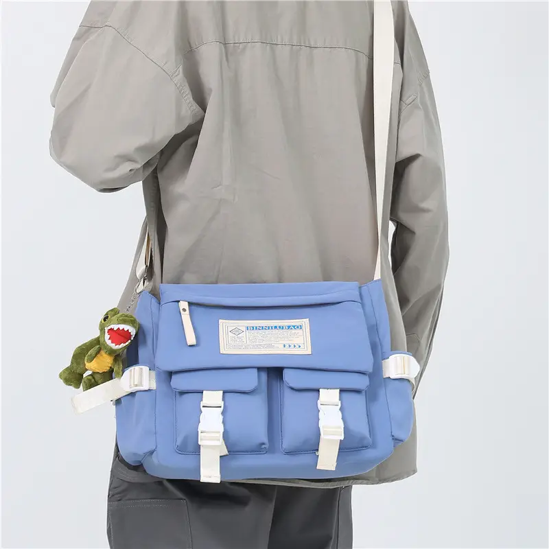 Blue Japanese-Style Student Crossbody Bag Large Capacity - Image 11