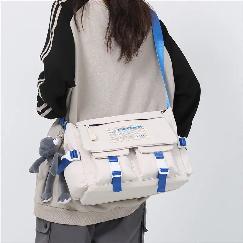Blue Japanese-Style Student Crossbody Bag Large Capacity - Image 12