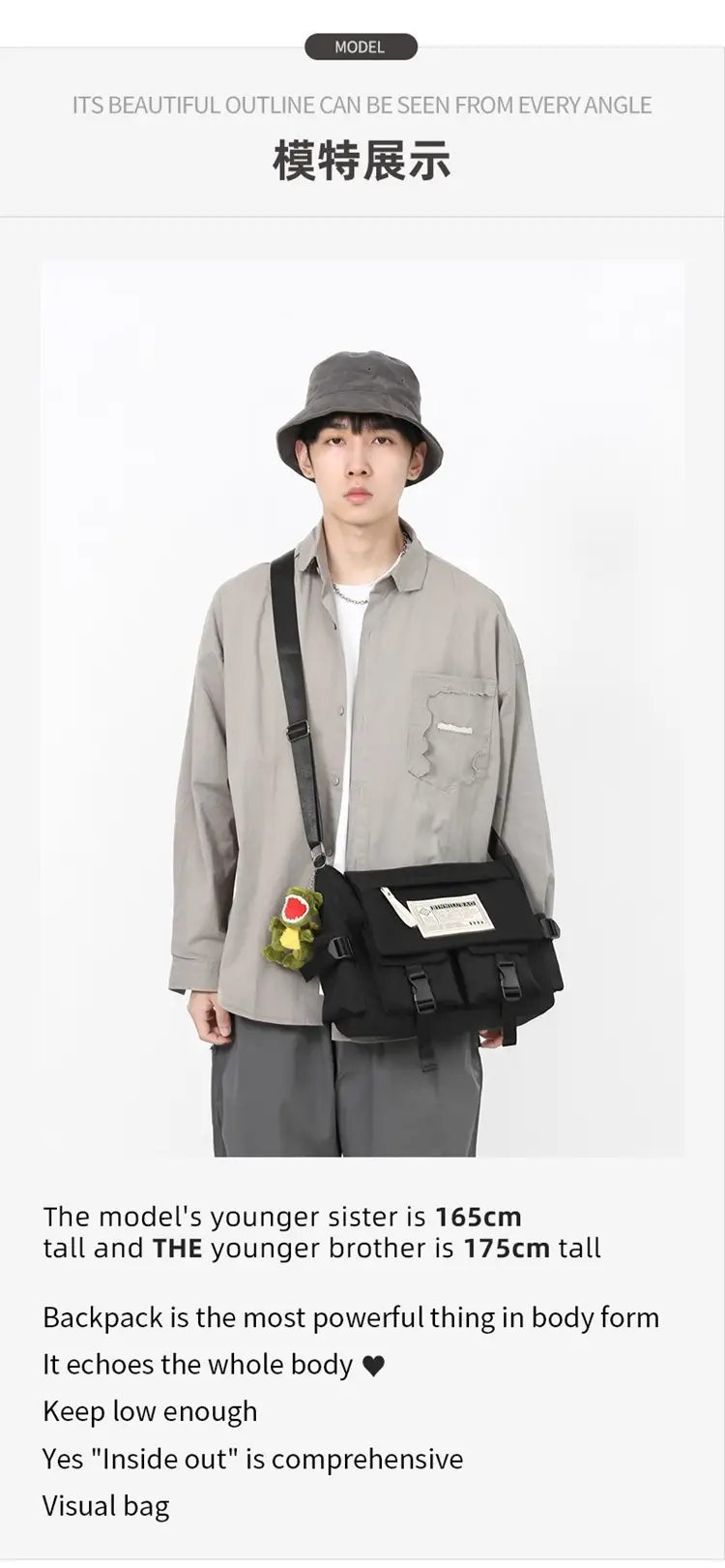 Blue Japanese-Style Student Crossbody Bag Large Capacity — feature 8
