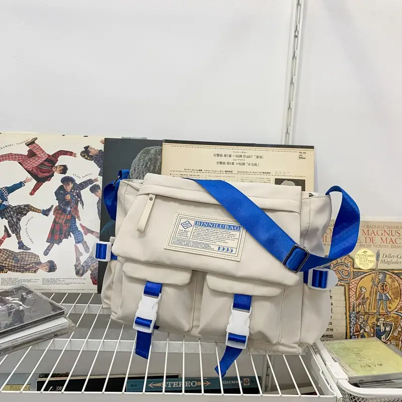 Blue Japanese-Style Student Crossbody Bag Large Capacity - Image 2