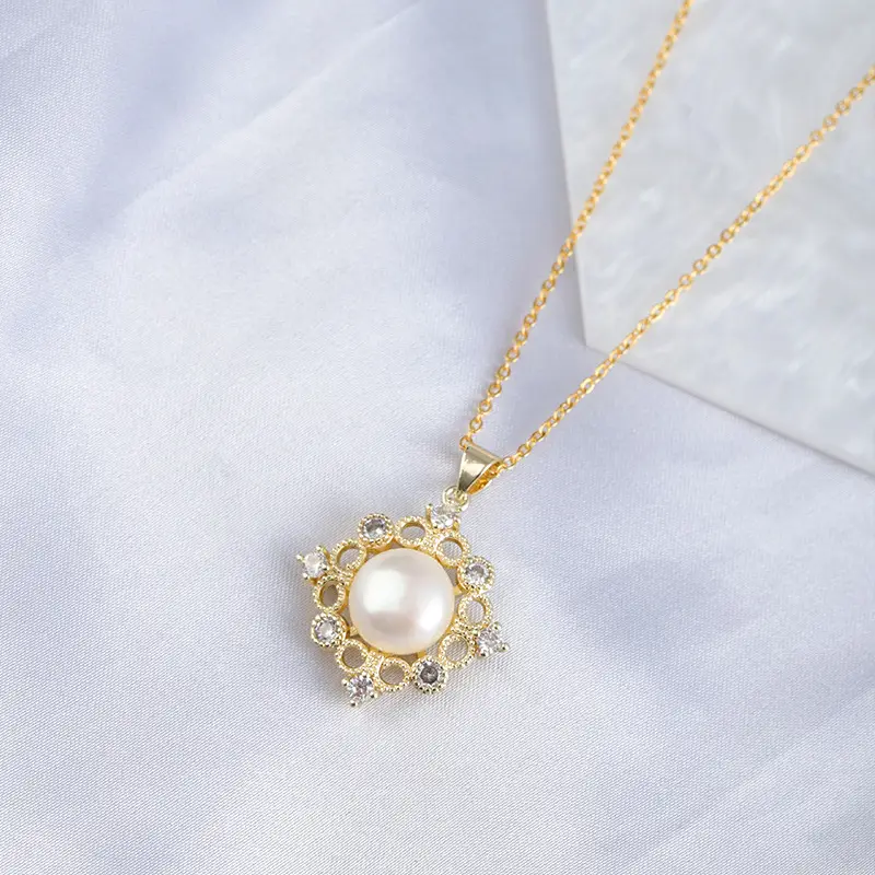 2025 Pearl Necklace Earrings Pendant Set Gold Plated - Image 2