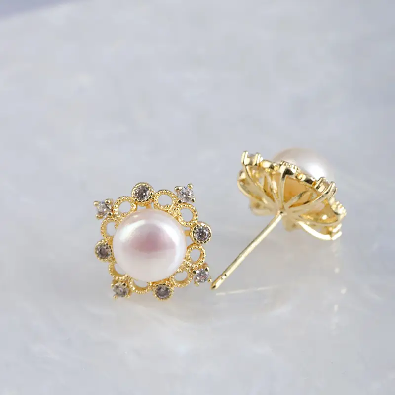 2025 Pearl Necklace Earrings Pendant Set Gold Plated - Image 4