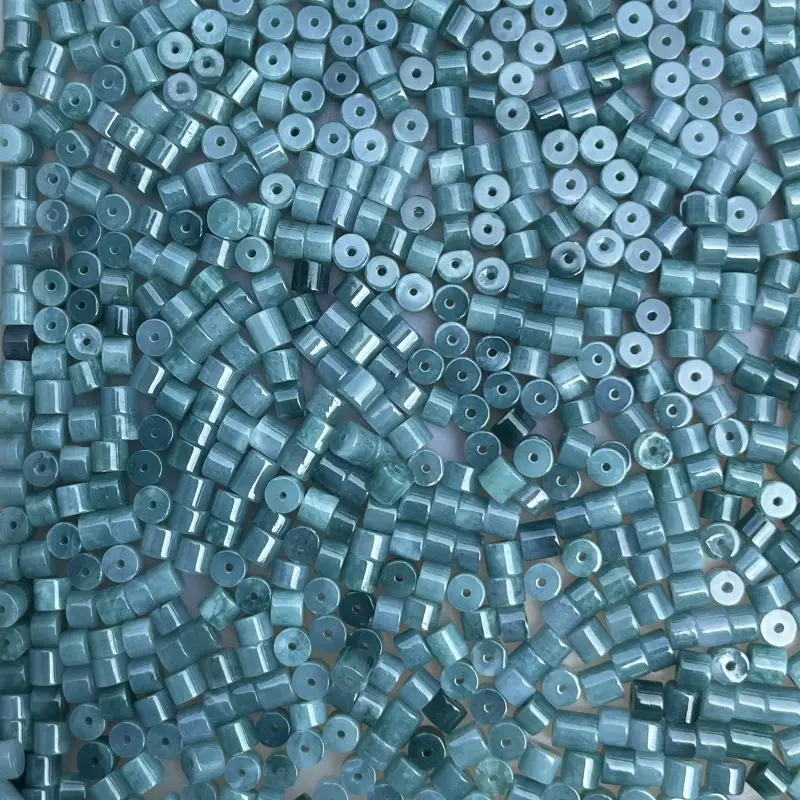 Ice Glutinous Jade Blue Straight Cut Barrel Beads Loose - Image 5