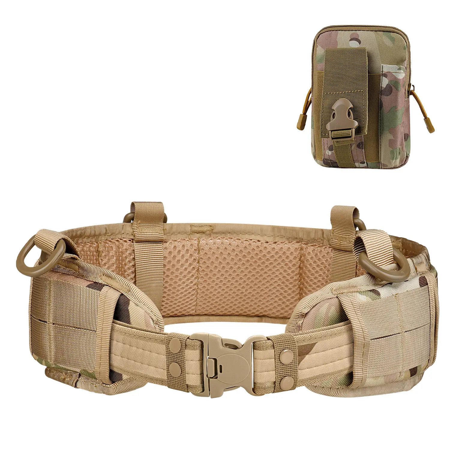 Tactical Girdle Belt with Pocket & Headband Set Tan - Image 14