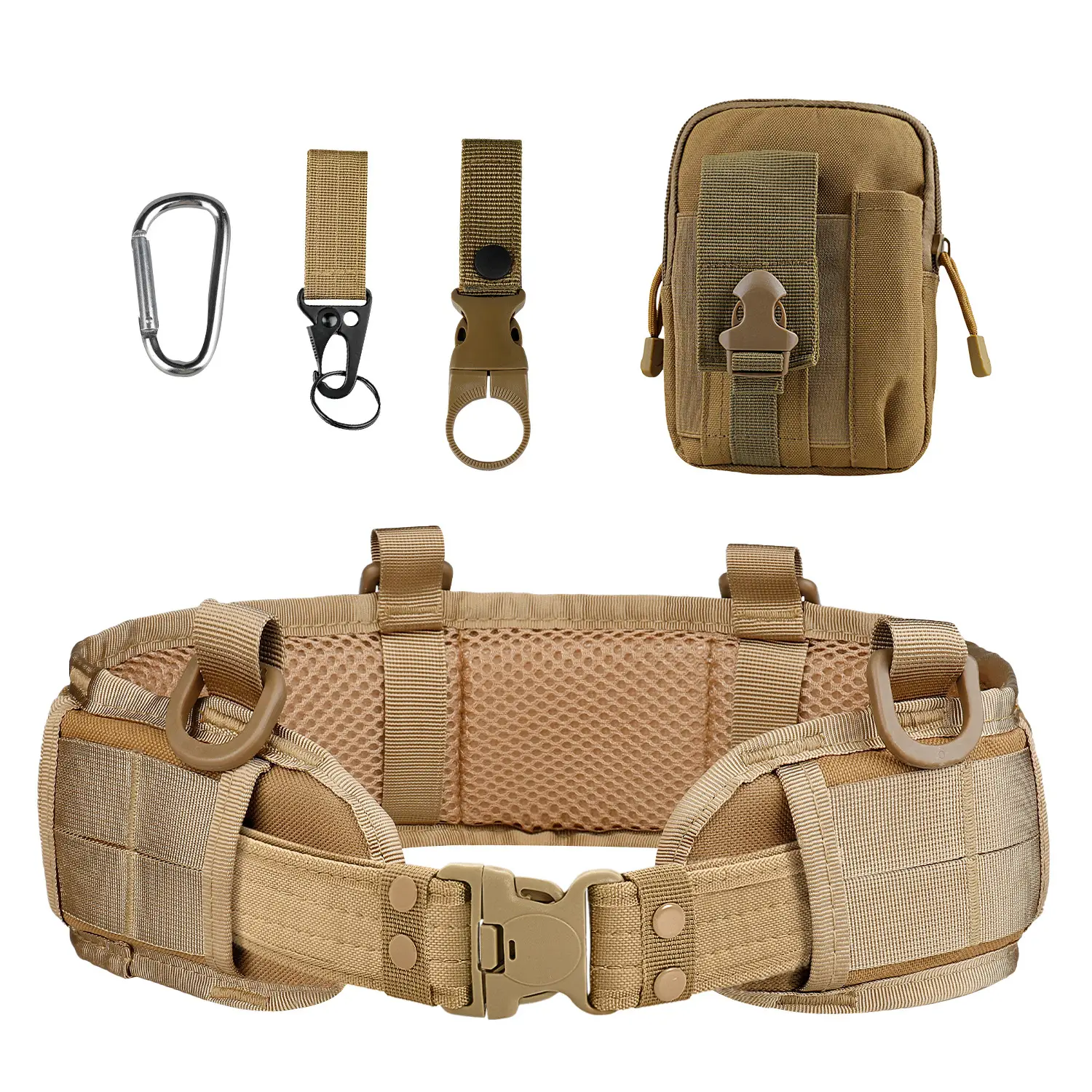 Tactical Girdle Belt with Pocket & Headband Set Tan - Image 8