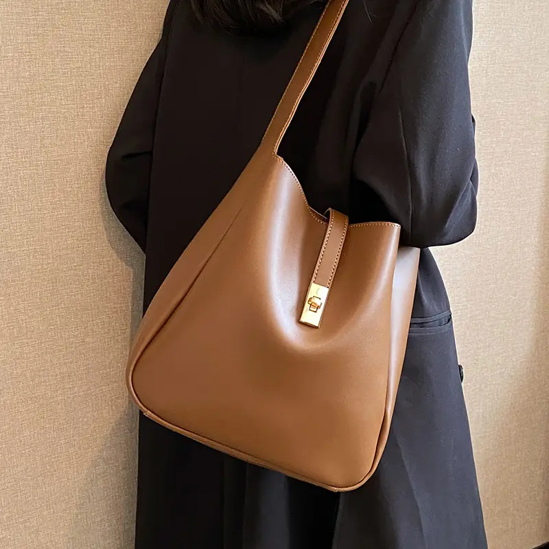 Women Large Capacity Shoulder Bag Tan 2023 - Image 6
