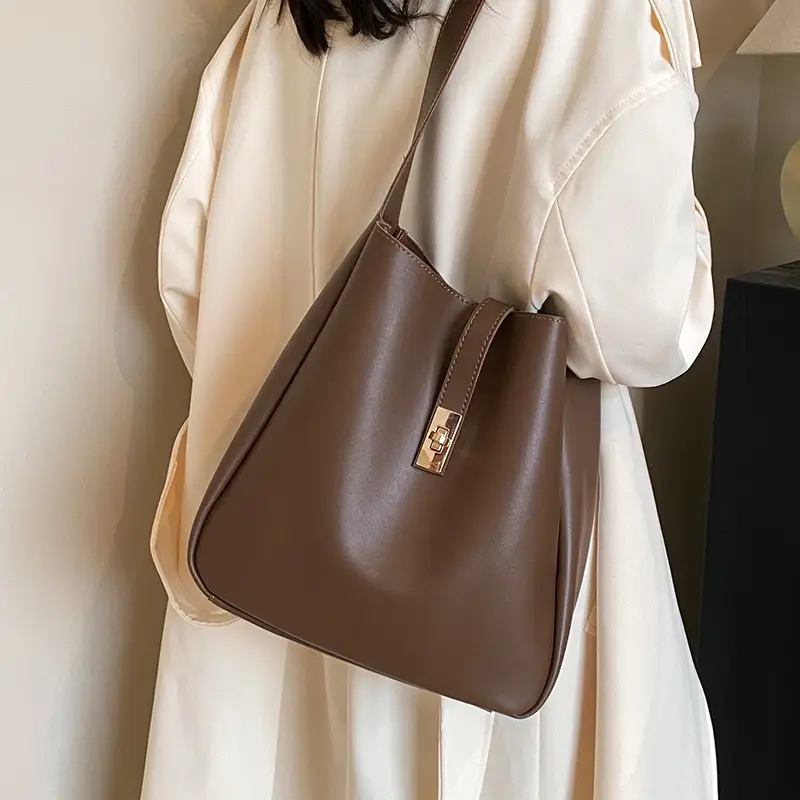 Women Large Capacity Shoulder Bag Tan 2023 - Image 8