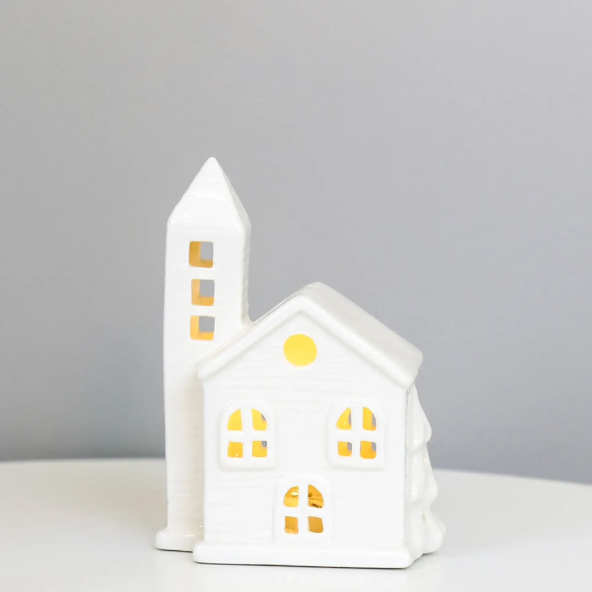 White Ceramic Led House Night Light Decor - Image 23