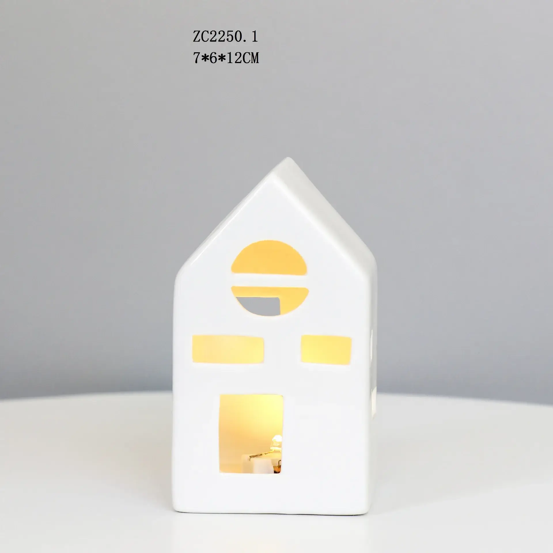 White Ceramic Led House Night Light Decor — feature 2