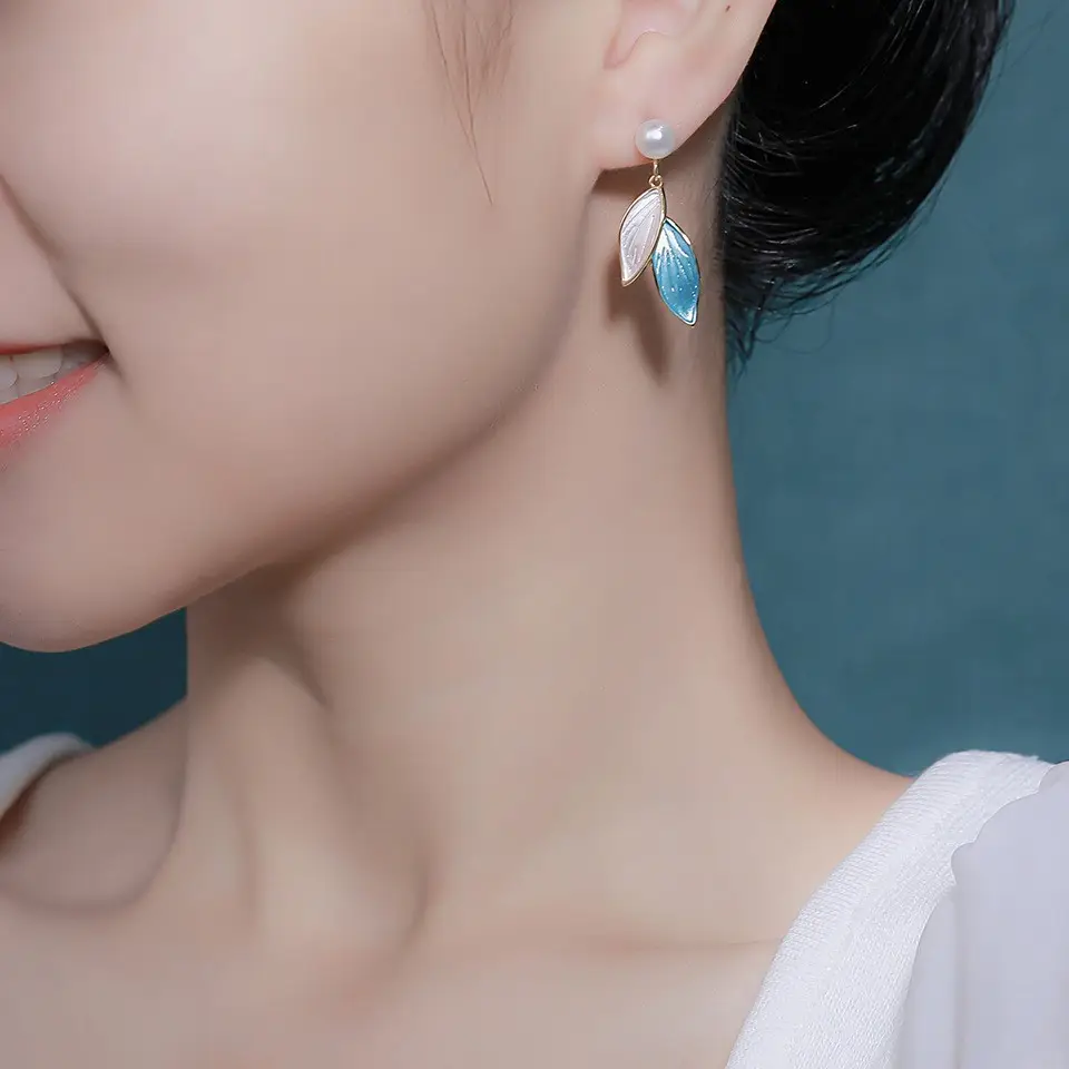 Freshwater Pearl Leaf Earrings for Women - Image 6