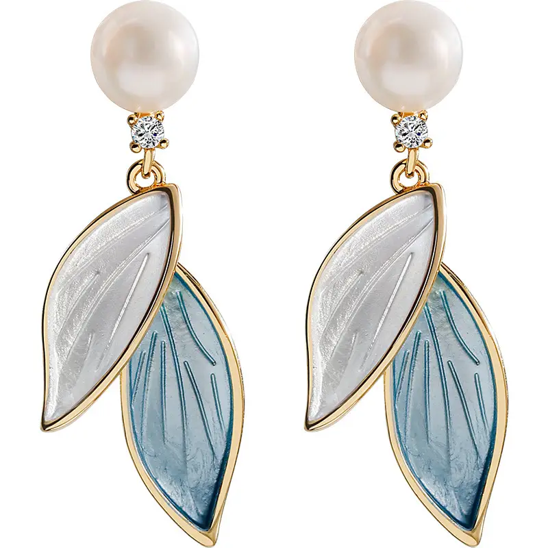 Freshwater Pearl Leaf Earrings for Women - Image 7