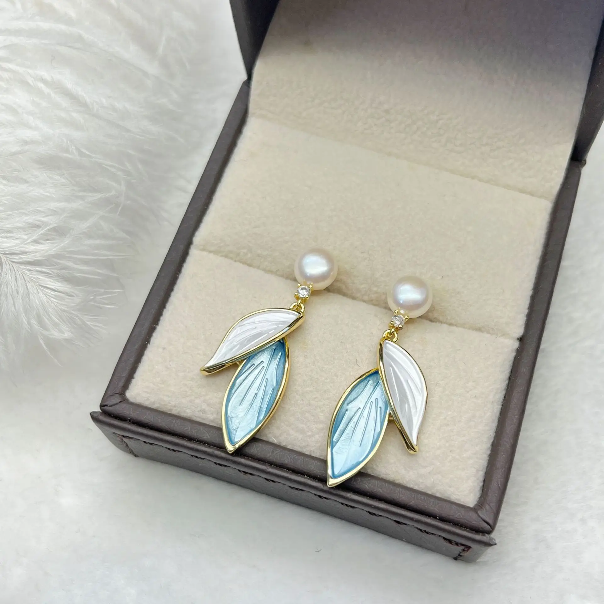 Freshwater Pearl Leaf Earrings for Women — feature 10