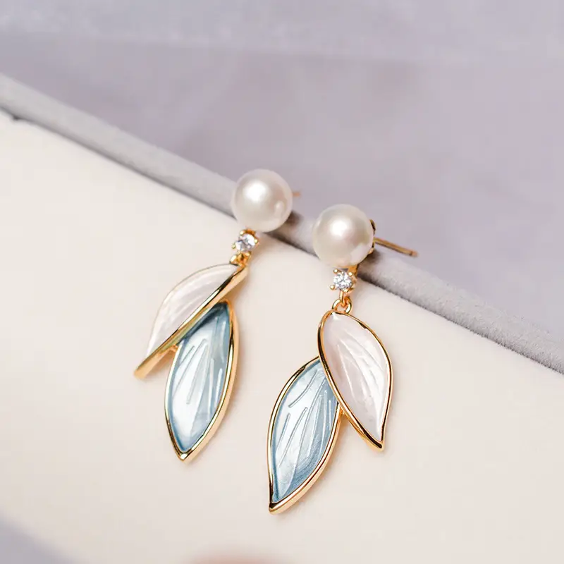 Freshwater Pearl Leaf Earrings for Women — feature 11
