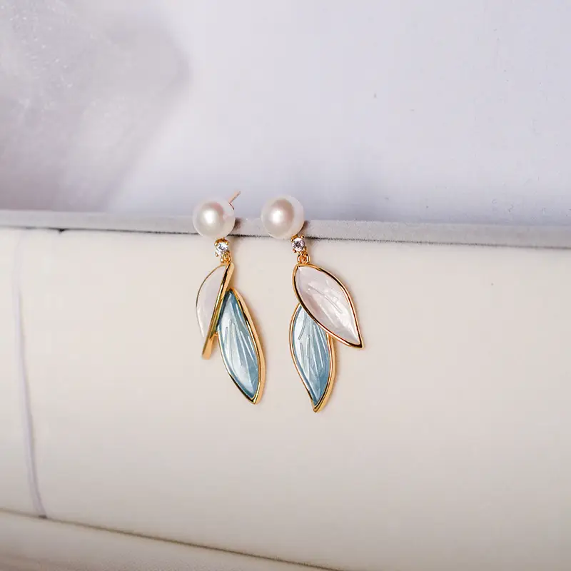 Freshwater Pearl Leaf Earrings for Women — feature 12