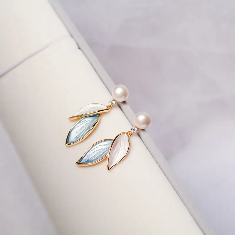 Freshwater Pearl Leaf Earrings for Women — feature 13