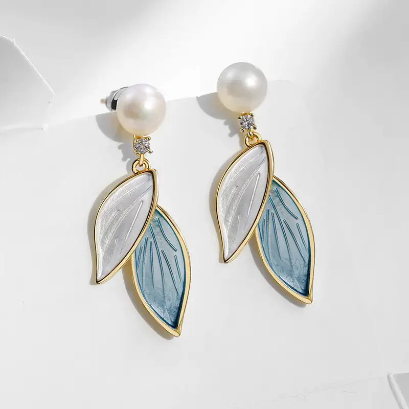 Freshwater Pearl Leaf Earrings for Women — feature 8