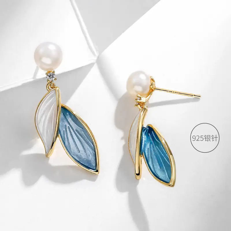 Freshwater Pearl Leaf Earrings for Women — feature 9