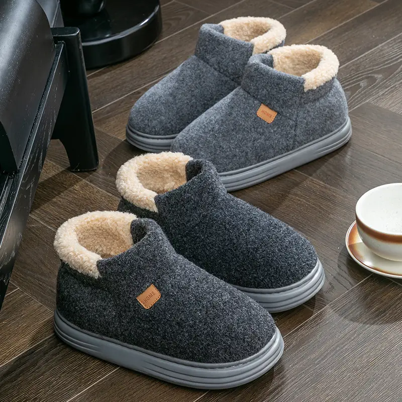 Large Size Cotton Slippers for Men 2026 New Autumn and Winter Indoor Home Use Thick-Soled Non-Slip Plush Warm Cotton Slippers - Image 8