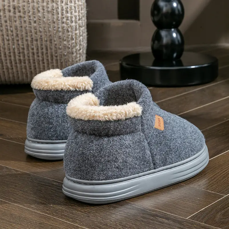 Large Size Cotton Slippers for Men 2026 New Autumn and Winter Indoor Home Use Thick-Soled Non-Slip Plush Warm Cotton Slippers - Image 9