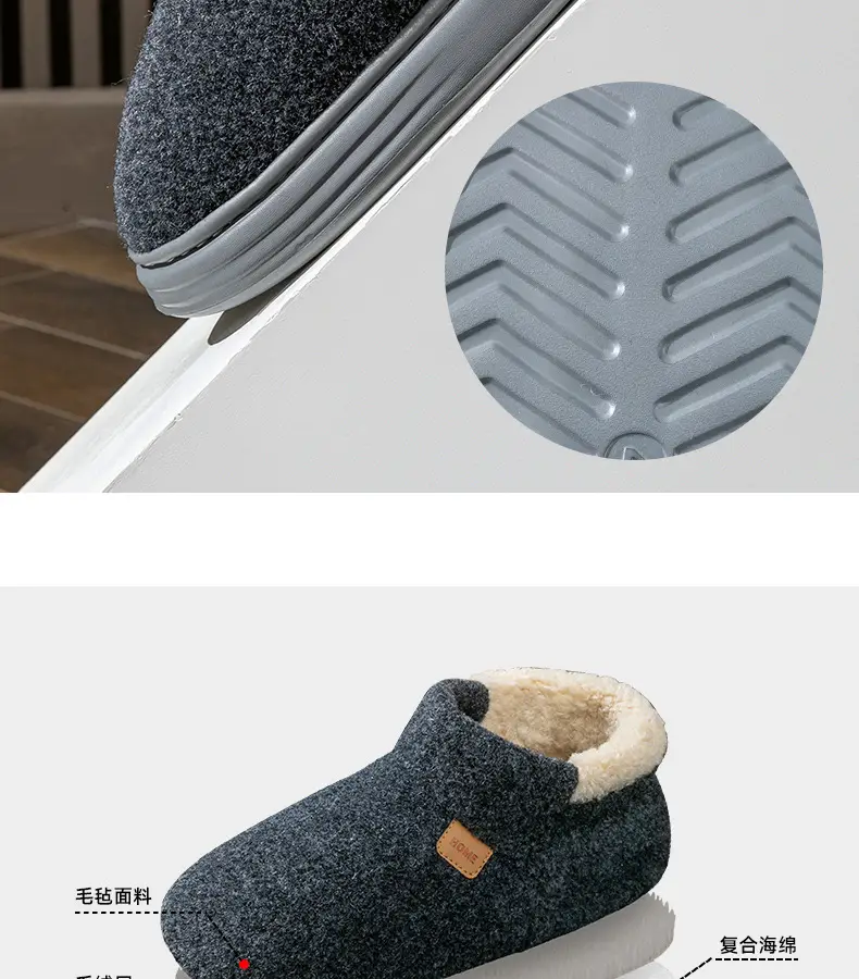 Large Size Cotton Slippers for Men 2026 New Autumn and Winter Indoor Home Use Thick-Soled Non-Slip Plush Warm Cotton Slippers — feature 10