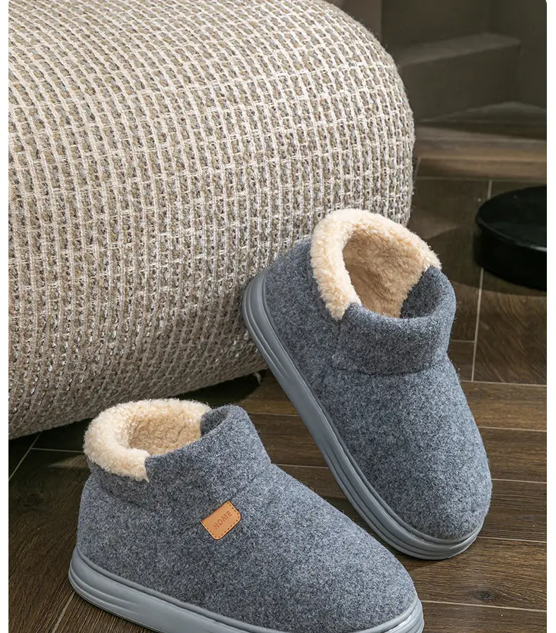 Large Size Cotton Slippers for Men 2026 New Autumn and Winter Indoor Home Use Thick-Soled Non-Slip Plush Warm Cotton Slippers — feature 16