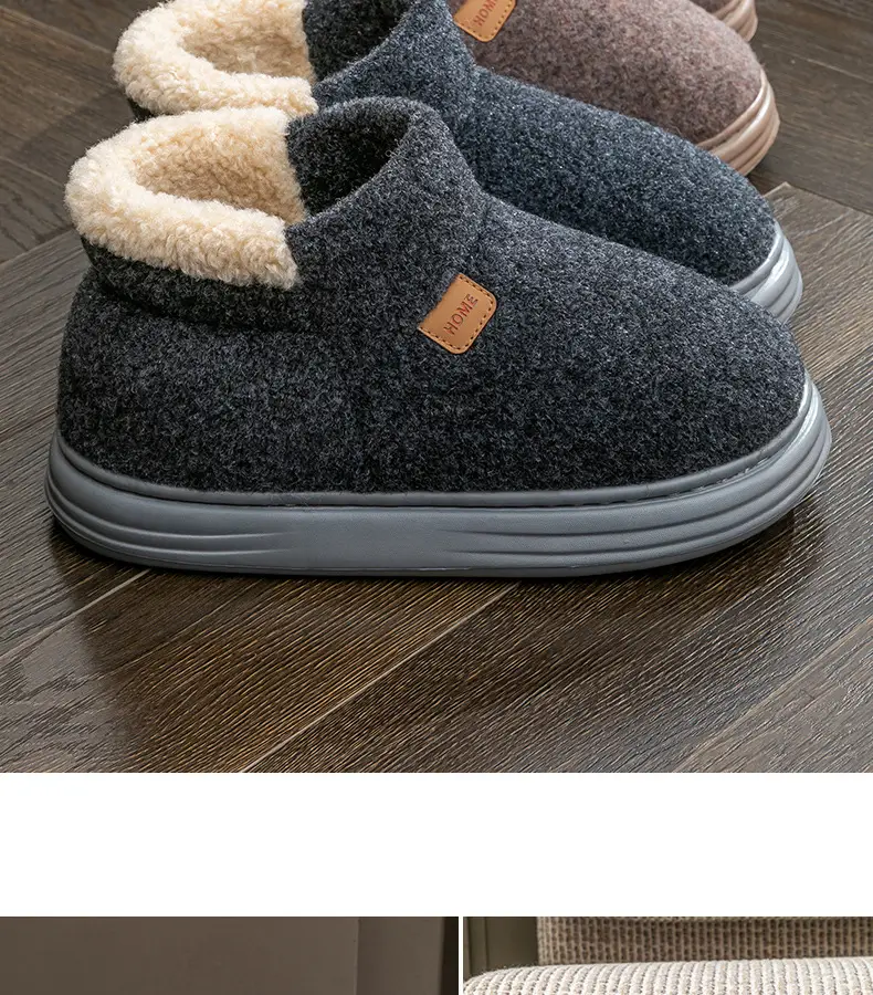 Large Size Cotton Slippers for Men 2026 New Autumn and Winter Indoor Home Use Thick-Soled Non-Slip Plush Warm Cotton Slippers — feature 18